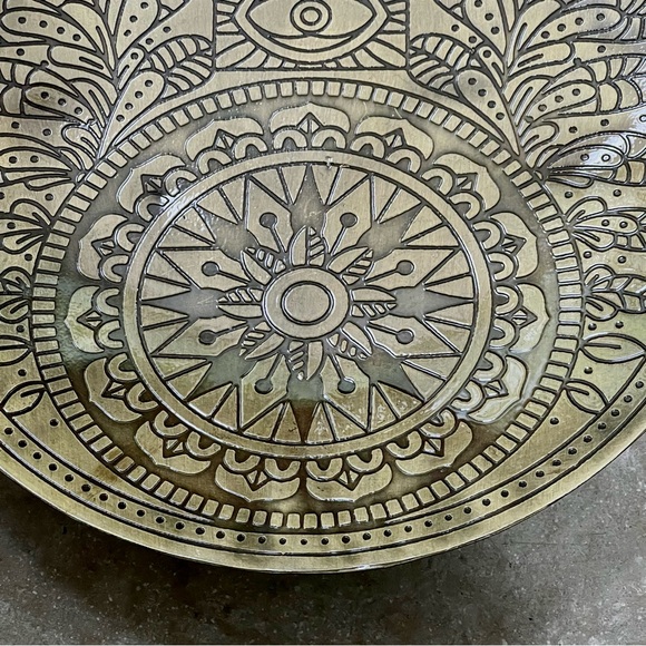 BOHO HAMSA HAND Metal Decorative Tray Catchall Fruit Tray Handcrafted in India - Picture 7 of 17